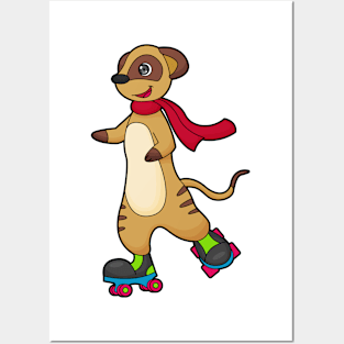 Meerkat as Skater with Roller skates Posters and Art